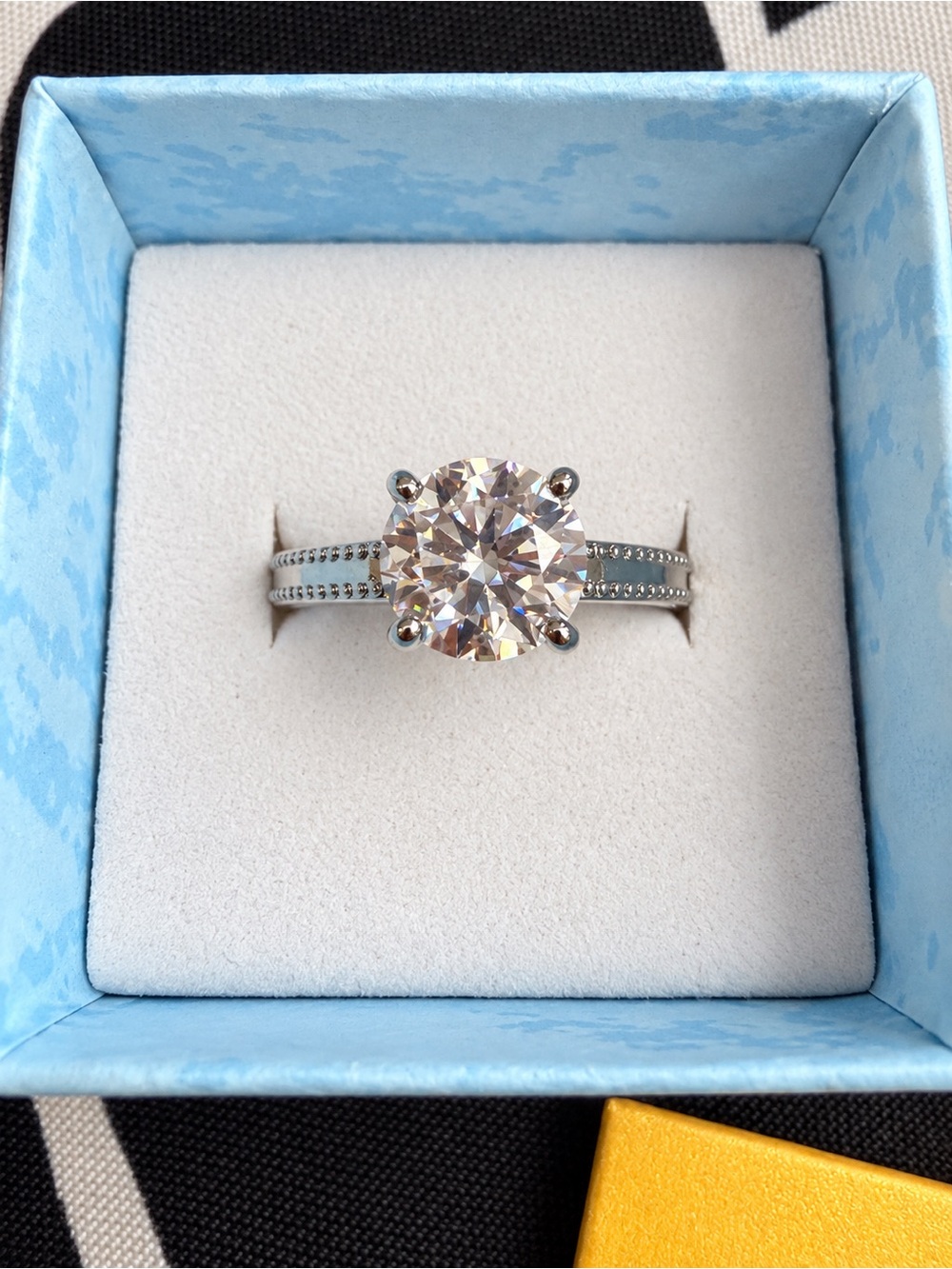 1.8 CT Round Moissanite Solitaire Ring – Size 7 – Silver Plated